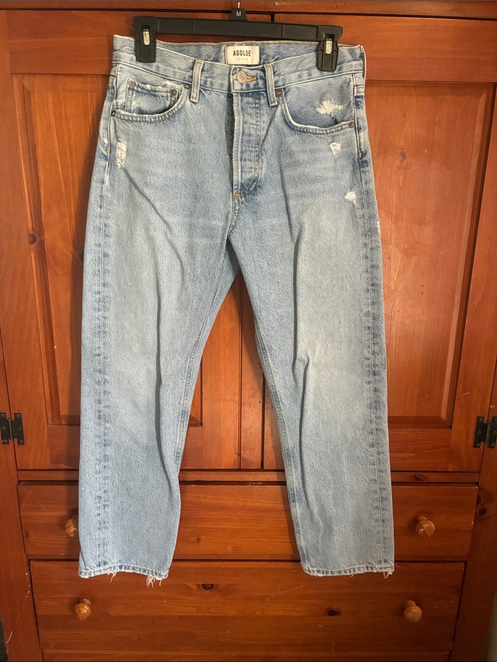 Agolde Parker Jean Light Blue Straight-Leg with Subtle Distressing